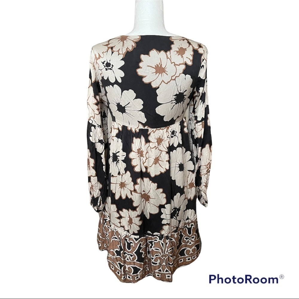 Aqua floral 100% Silk Dress S - Picture 3 of 5